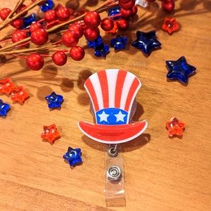 Uncle Sam Hat Badge Reel with Alligator Clip